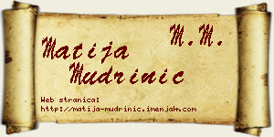 Matija Mudrinić vizit kartica